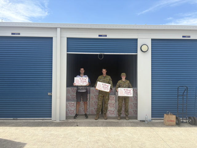Army with boxes